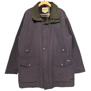 Woolrich Men’s Size L Navy Blue Wool Plaid Lined Fieldstone 6116 Work Jacket